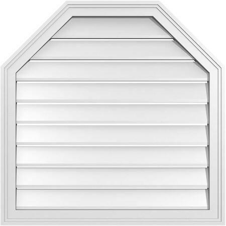 Ekena Millwork Octagonal Top Surface Mount PVC Gable Vent w/ 2"W x 1-1/2"P Brickmould Frame, 30"W x 30"H GVPOT30X3002SF